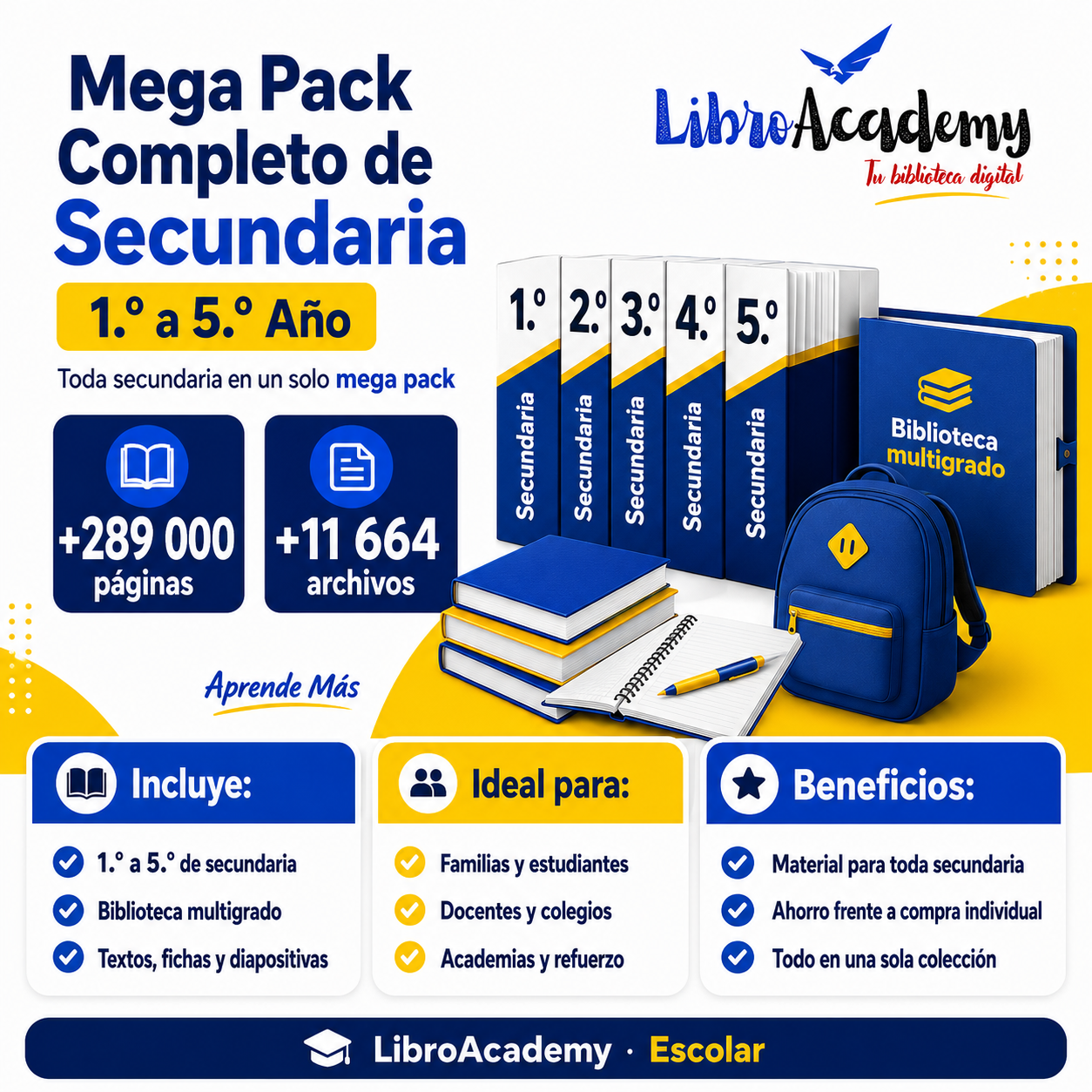 Mega Pack Completo de Secundaria – 1.º a 5.º Año