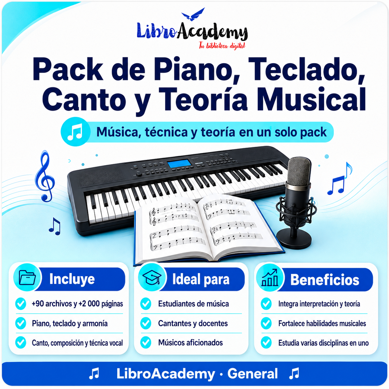 Pack de Piano, Teclado, Canto y Teoría Musical