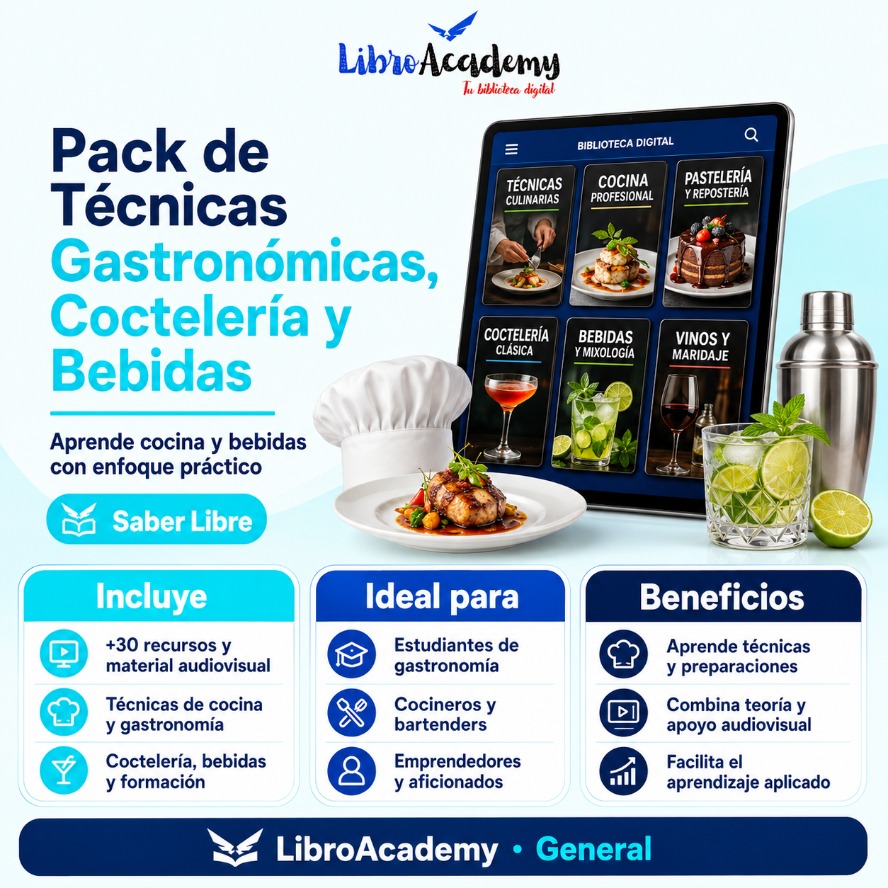 Pack de Técnicas Gastronómicas, Coctelería y Bebidas