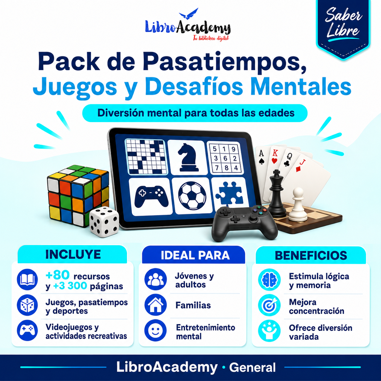 Pack de Pasatiempos, Juegos y Desafíos Mentales
