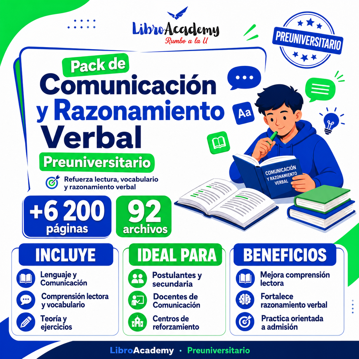 Pack de Comunicación y Razonamiento Verbal Preuniversitario